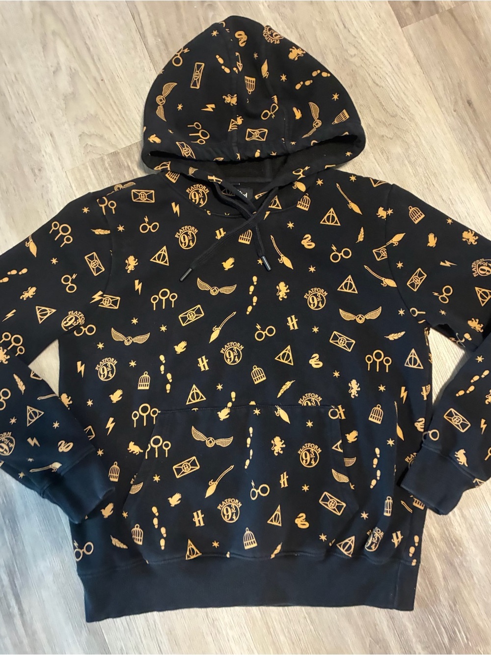 Harry Potter Black & Gold Magic-Themed Hoodie Sweater